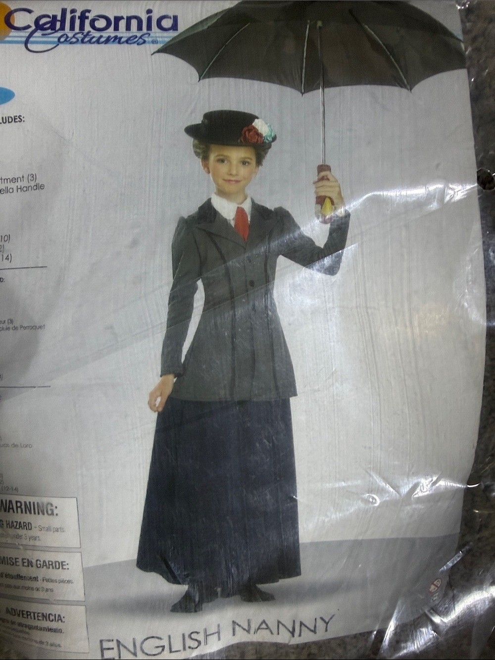Mary Poppins California Costumes English Nanny Halloween Costume Sz L 10-12 NEW